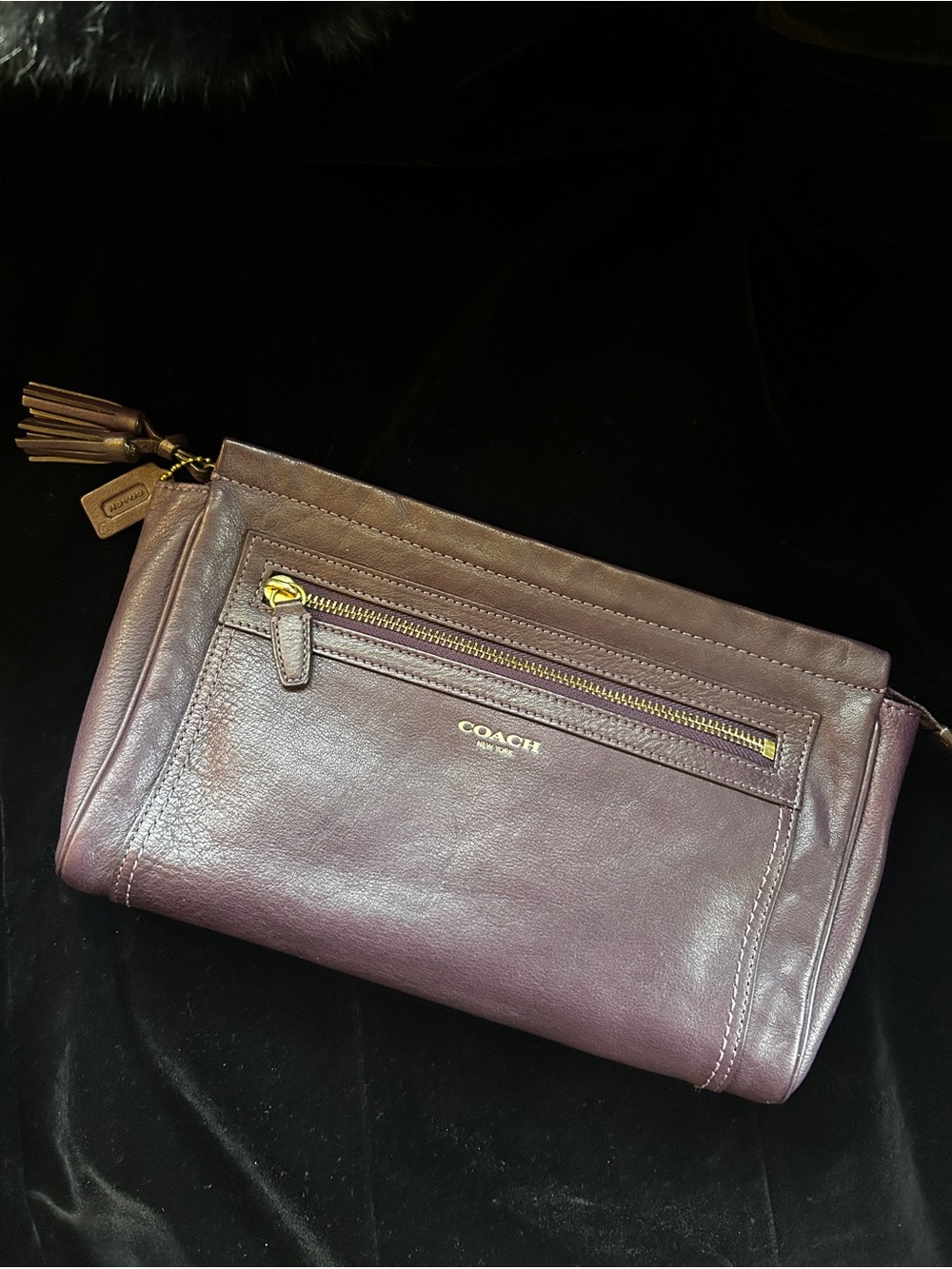 Coach Legacy Leather Large Clutch in Plum